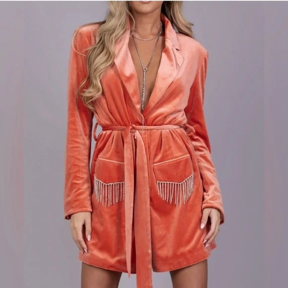 NWT ByEgreis LaToya velvet blazer dress sz L - Picture 1 of 2